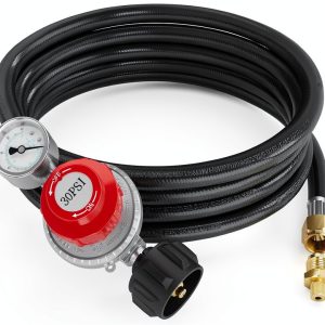 NUPICK Propane Regulator Hose Adjustable Pressure Gauge-0