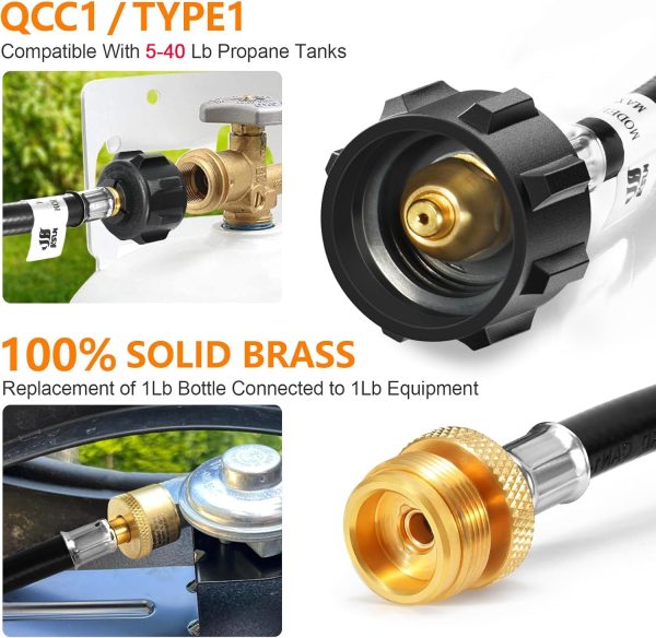 GasSaf Propane Hose Rubber Brass Grill Connector 7 Feet-3