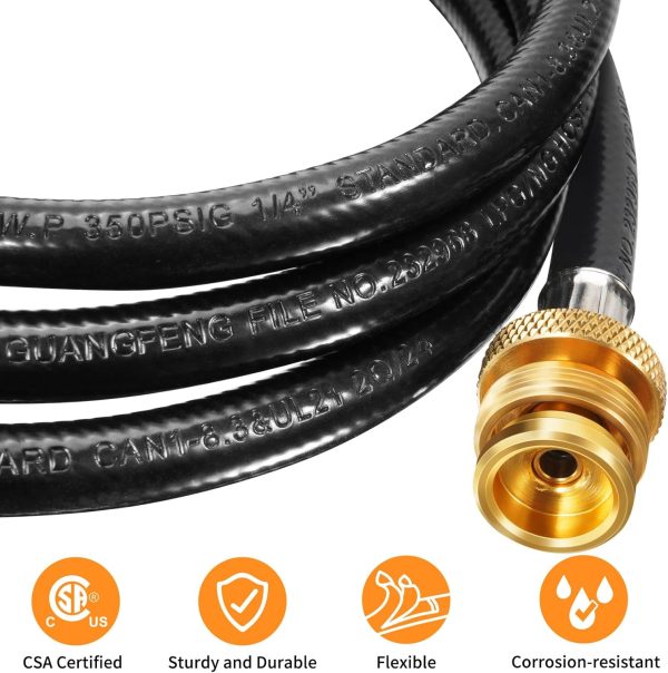 GasSaf Propane Hose Rubber Brass Grill Connector 7 Feet-2
