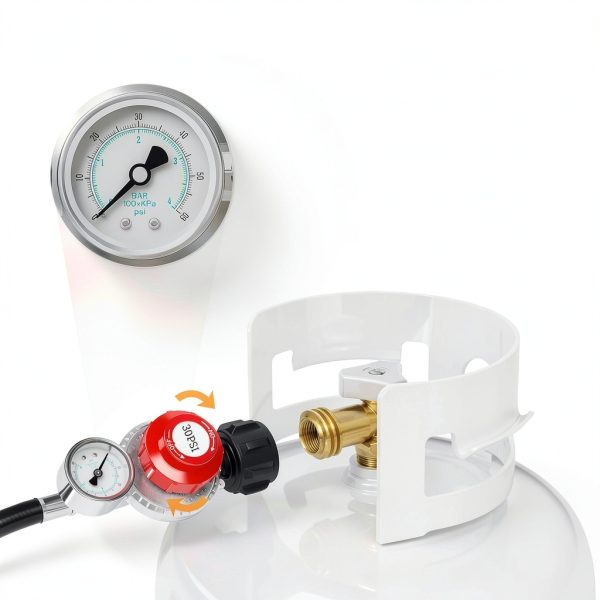 NUPICK Propane Regulator Hose Adjustable Pressure Gauge-5