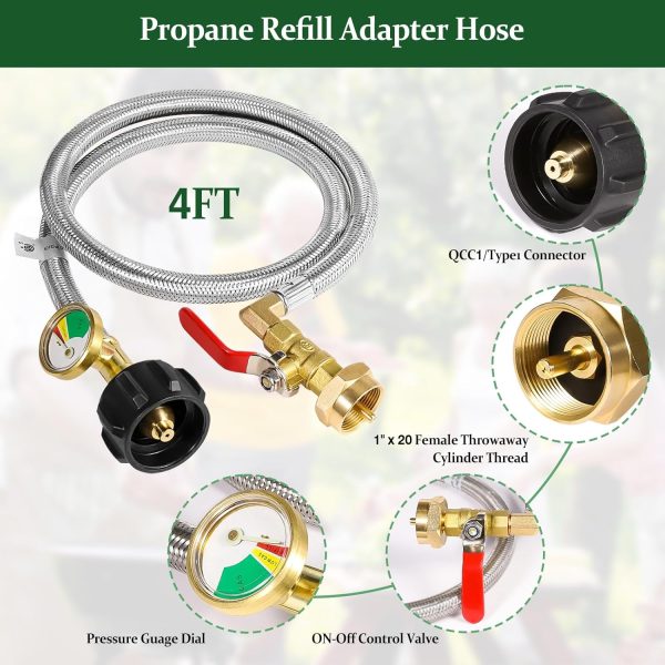 Propane Refill Adapter Hose Detoypapa Stainless Steel Brass-1