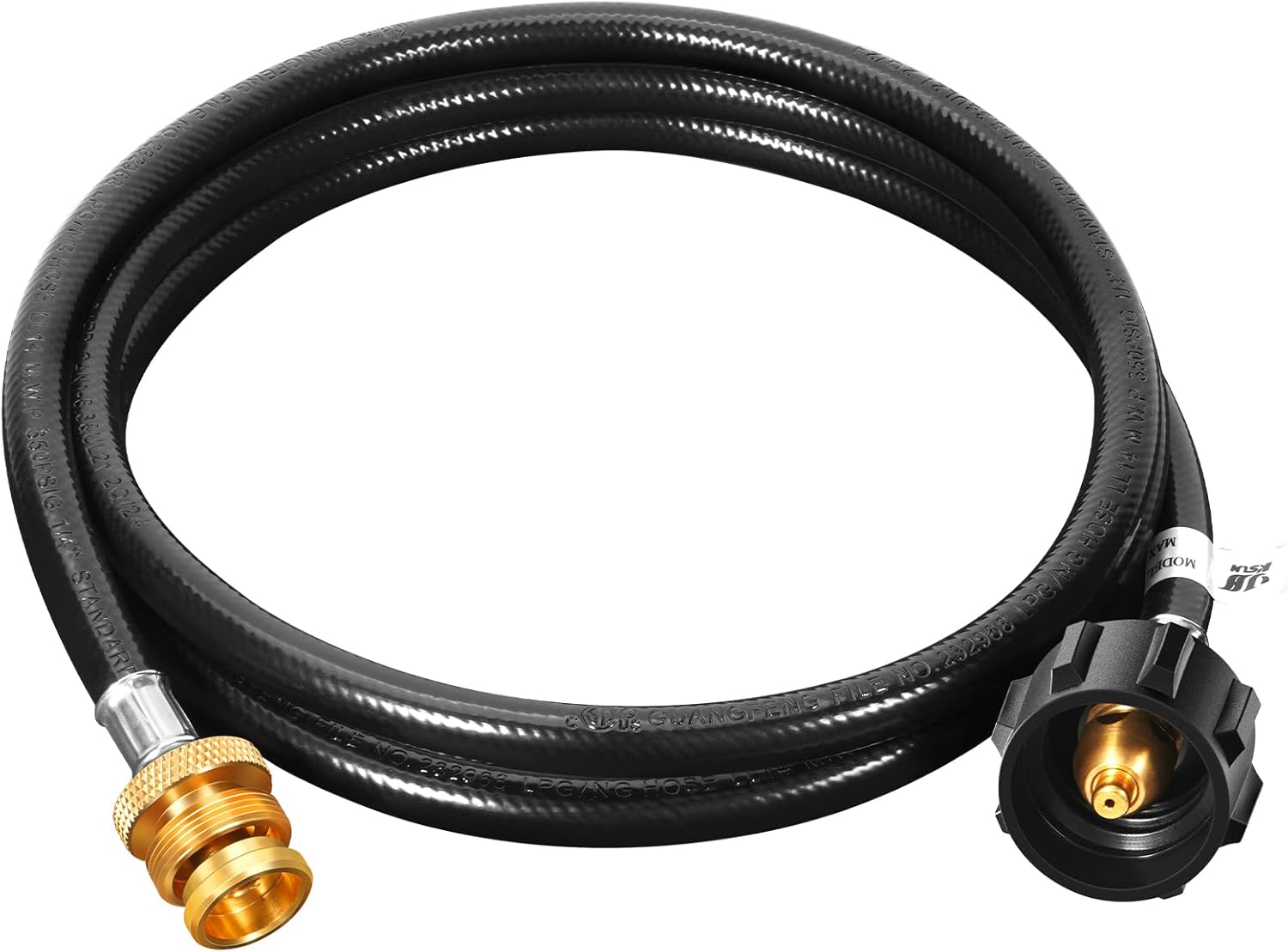 GasSaf propane hose connected to a grill and propane tank