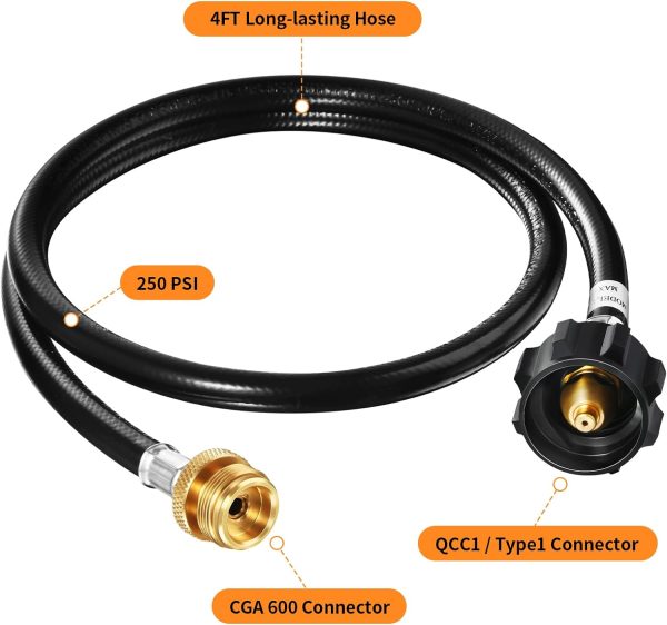 GasSaf Propane Adapter Hose Brass Rubber CSA Certified-1