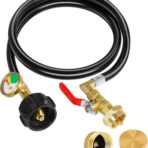 Propane Refill Adapter Detoypapa Brass Rubber Hose Gauge-0