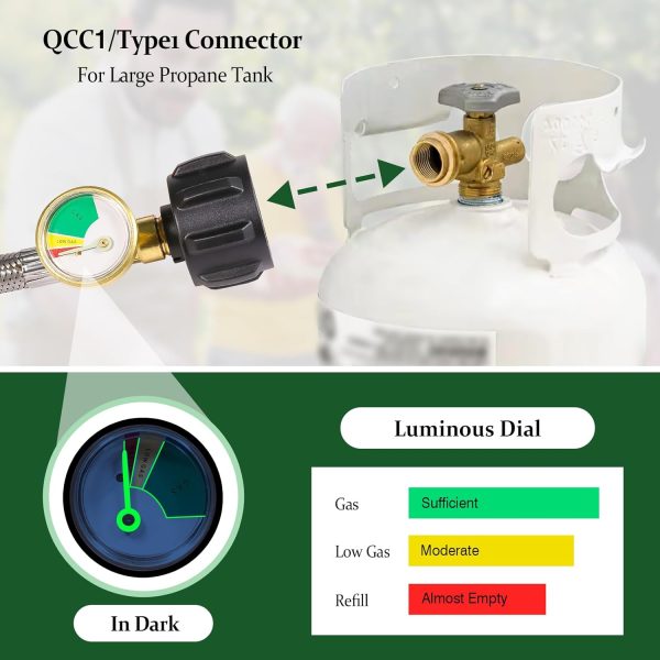 Propane Refill Adapter Hose Detoypapa Stainless Steel Brass-2