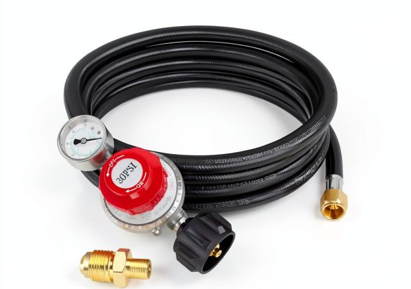 NUPICK Propane Regulator Hose Adjustable Pressure Gauge-1