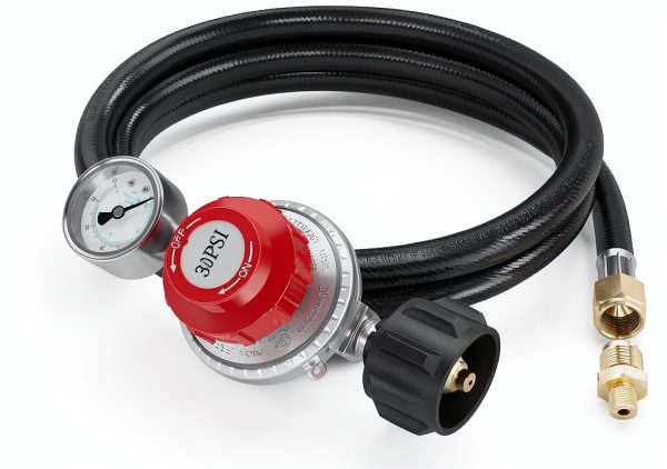 NUPICK Propane Regulator Adjustable Pressure Gauge Hose-0