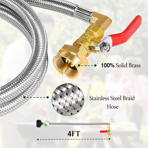 Propane Refill Adapter Hose Detoypapa Stainless Steel Brass-4