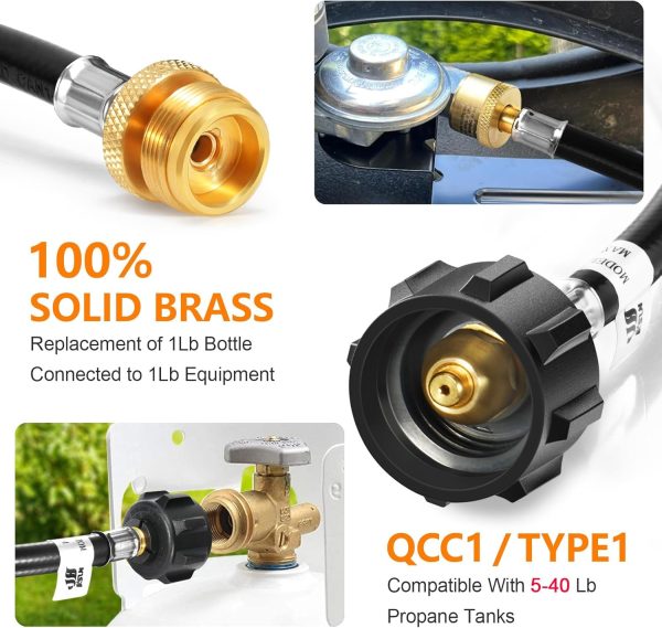 GasSaf Propane Hose Rubber Brass Grill Connector Adapter-3