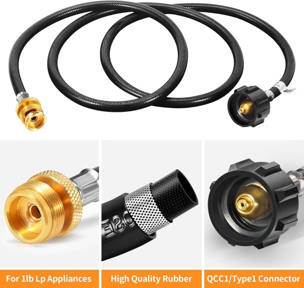 GasSaf Propane Hose Rubber Brass Grill Connector 7 Feet-1